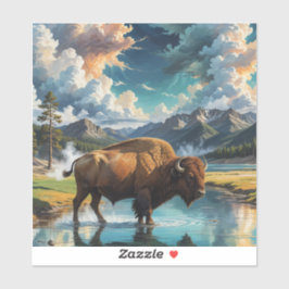 Pegatina Serenidad en lo salvaje - Búfalo