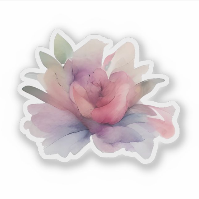 Pegatina Serenidad floreciente: Flor acuarela abstracta (Anverso)