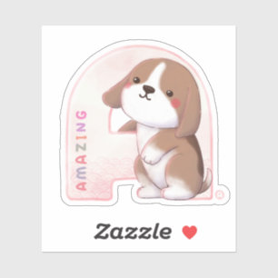 Pegatina Serie Alphabet: "A" Ilustracion Beagle asombroso