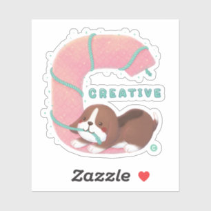 Pegatina Serie Alphabet: Ilustracion Creativo Beagle "C"