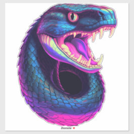 Pegatina Serpiente Cobra en estilo estético vaporwave