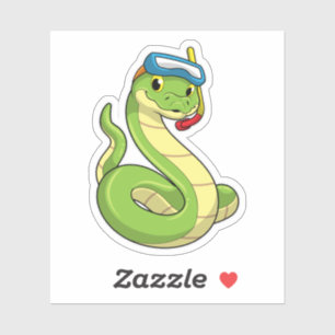 Pegatina Serpiente como buzo con Snorkel