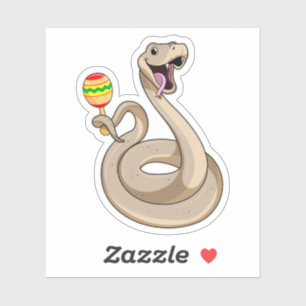 Pegatina Serpiente como músico con Maracas