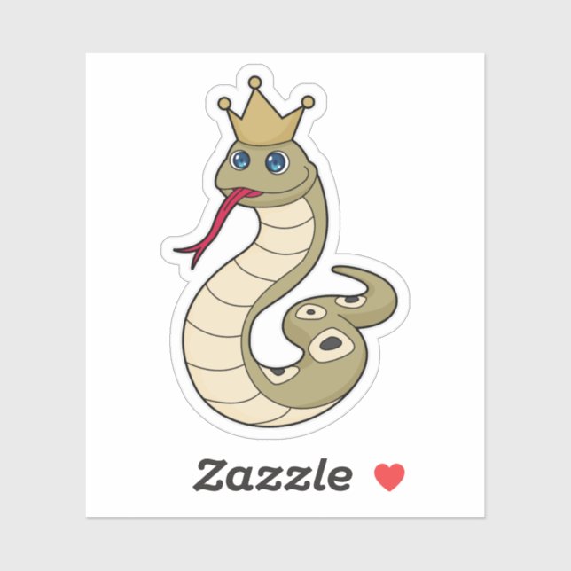 Pegatina Serpiente como rey con corona (Hoja)