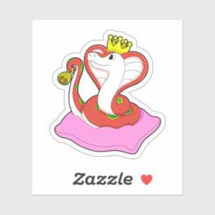 Pegatina Serpiente como rey con corona