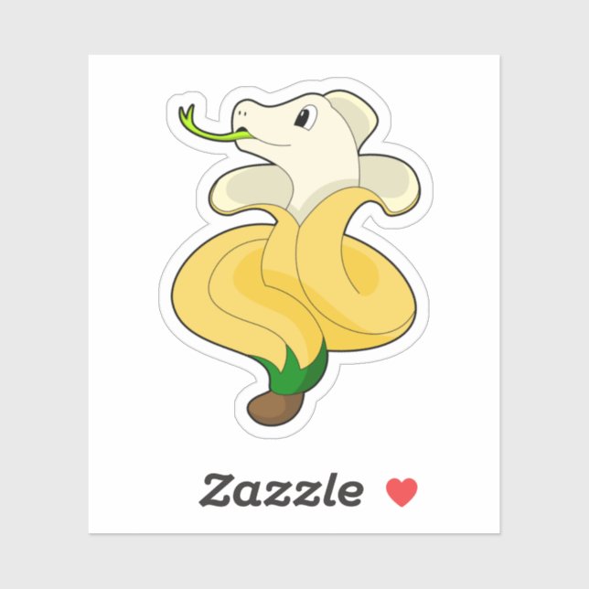 Pegatina Serpiente con banana (Hoja)