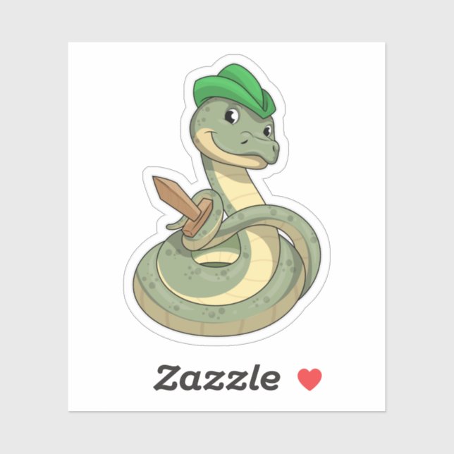 Pegatina Serpiente con espada (Hoja)