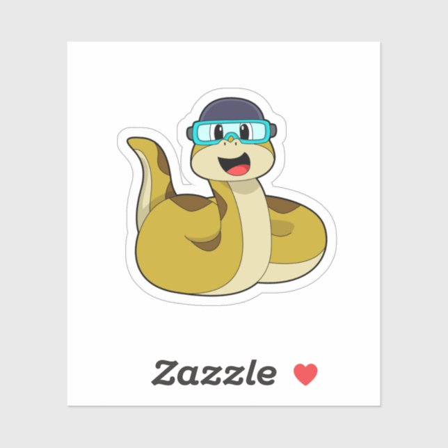 Pegatina Serpiente con gafas de natación (Hoja)