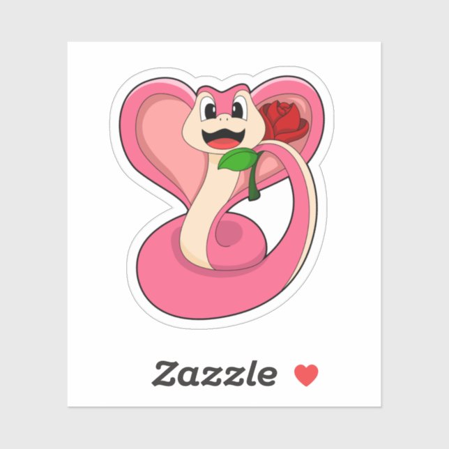 Pegatina Serpiente con Rosa (Hoja)