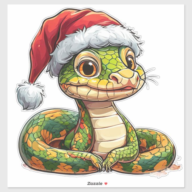 Pegatina Serpiente de dibujos animados adorable (Hoja)