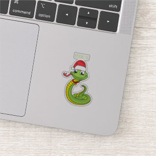 Pegatina Serpiente verde suave con personalizado de sombrer
