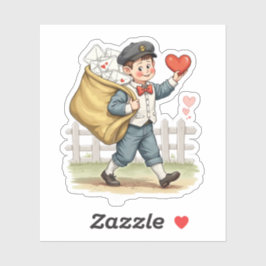 Pegatina Servicio postal de San Valentín retro vintage corr