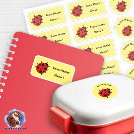 Pegatina Set - 12 Namensaufkleber Marienkäfer - gelb | 