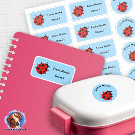 Pegatina Set - 12 Namensaufkleber Marienkäfer - hellblau | 