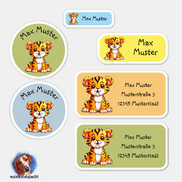 Pegatina Set - 24 Namensaufkleber Kleiner Säbelzahntiger |