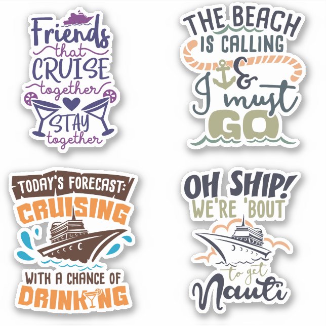 Pegatina Set de Stickers de Crucero 2 Barco de Vacaciones (Anverso)