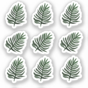 Pegatina Set de Stickers de Hoja de Monstera Acuarela Verde