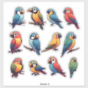 Pegatina Set de Stickers de Loro Colorido – Ave Tropical Li