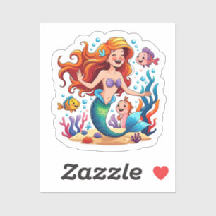 Pegatina Set divertido personalizado de amigos de la sirena