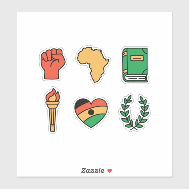 Pegatina Set of 6 Black History Month Symbols (Hoja)