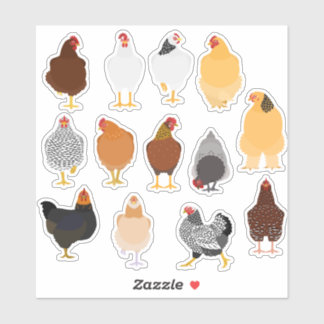 Pegatina set of various chickens sticker