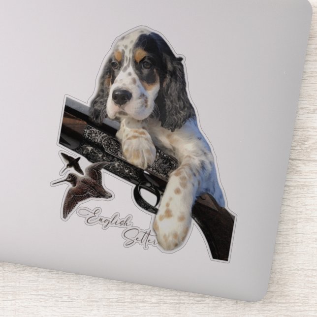 Pegatina Setter inglés, adorable cachorro (Detalle)