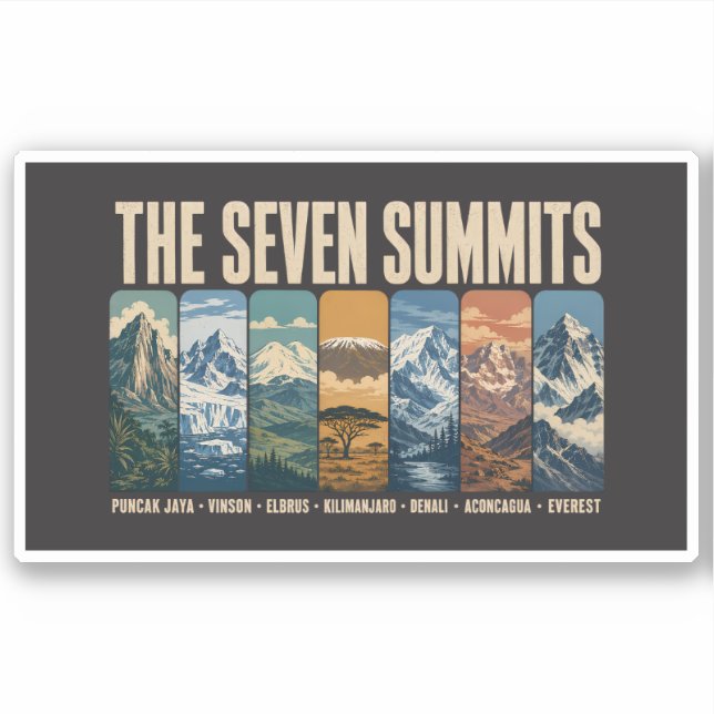 Pegatina Seven Summits Mountain Landmarks Illustration (Anverso)