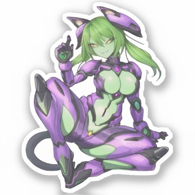 Pegatina Sexo alien android catgirl (Anverso)