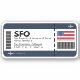 Pegatina SFO San Francisco Boarding Pass - California Trave