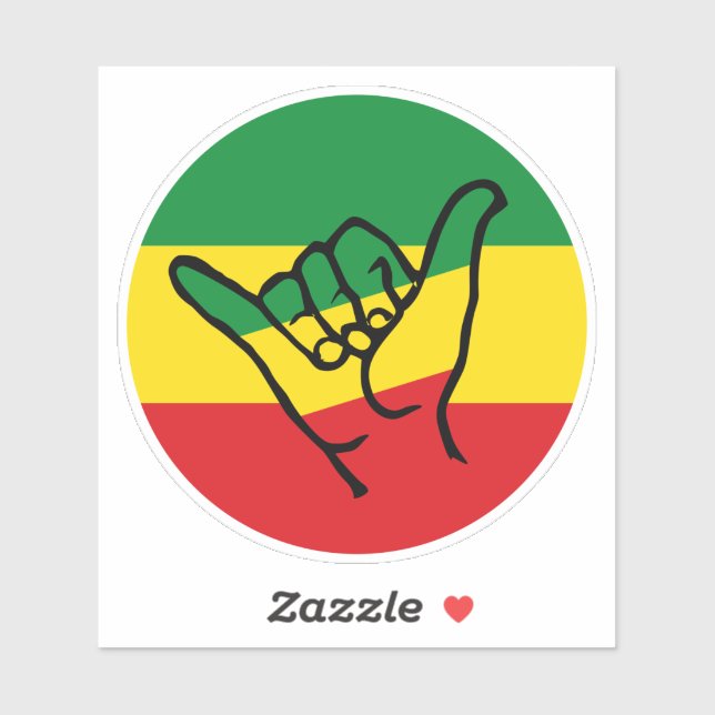 Pegatina Shaka Hand With Reggae Colors (Hoja)