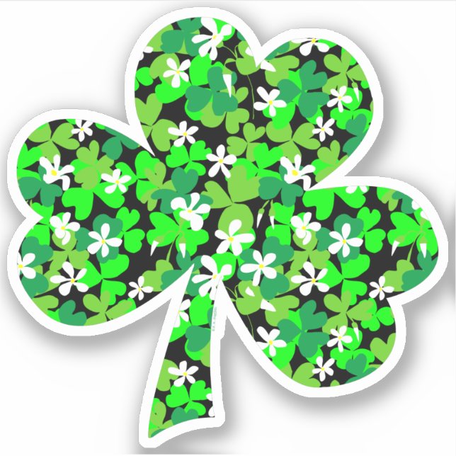 Pegatina Shamrock floral de San Patricio (Anverso)