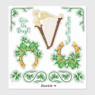 Pegatina Shamrock Horseshoy And Irish Harp Vinyl Set