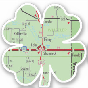 Pegatina Shamrock Texas Clover Map