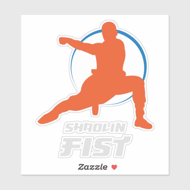 Pegatina Shaolin Fist Kung Fu Warrior (Hoja)