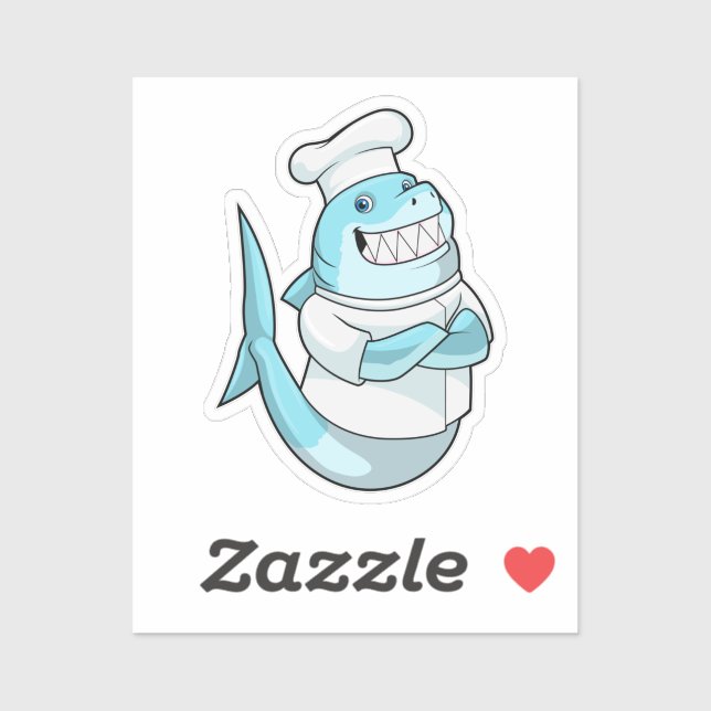 Pegatina Shark as Chef with Cooking apron (Hoja)