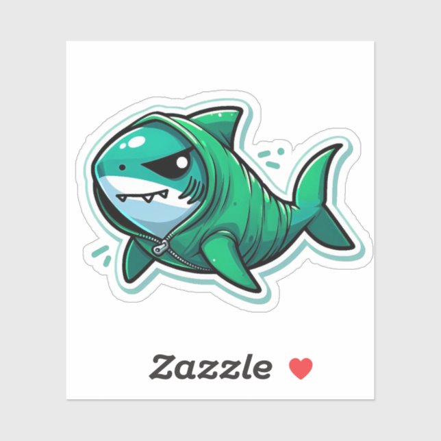 Pegatina Shark Drawing: Deep Water Sticker #5 (Hoja)