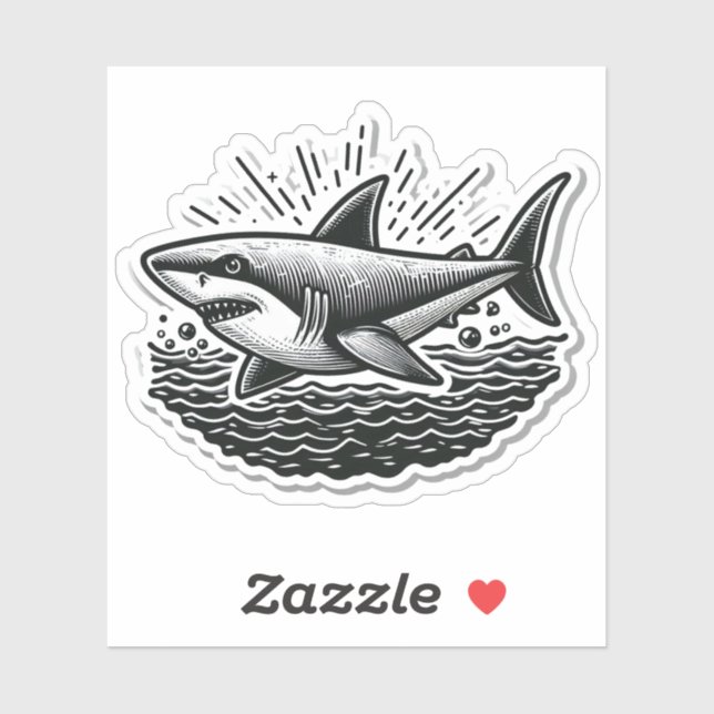 Pegatina Shark Drawing: Deep Water Sticker #7 (Hoja)