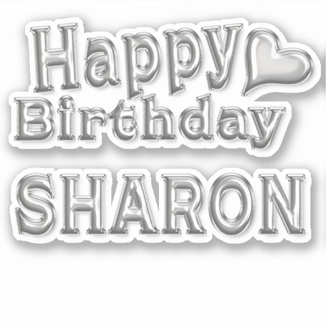 Pegatina Sharon Happy Birthday silver Aufkleber Sticker (Anverso)