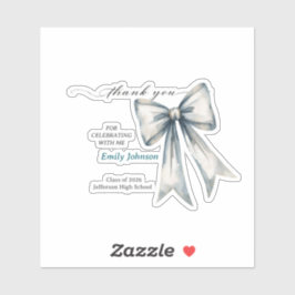 Pegatina She did it Graduation invitation Photo Blue Bow 