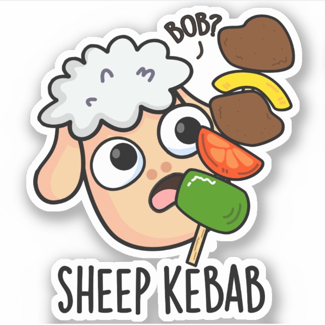 Pegatina Sheep Kebab Funny Shish Kebab Pun (Anverso)