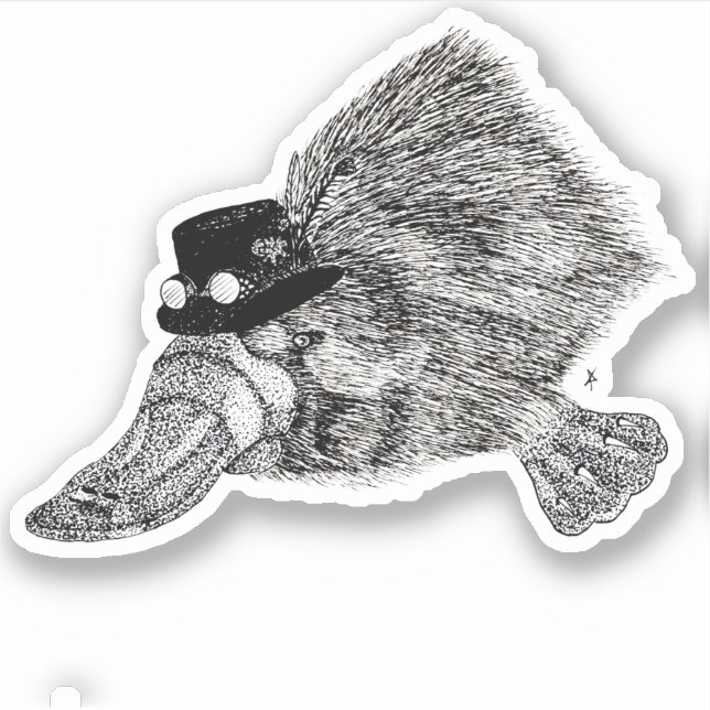 Pegatina Sheffield, el platypus de Steampunk (Anverso)