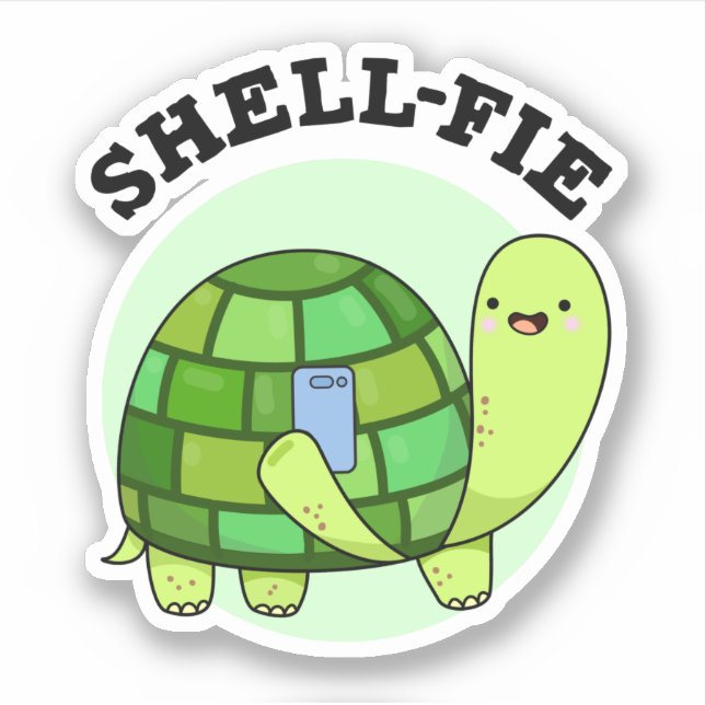 Pegatina Shell-fie Funny Tortoise Selfie Pun (Anverso)