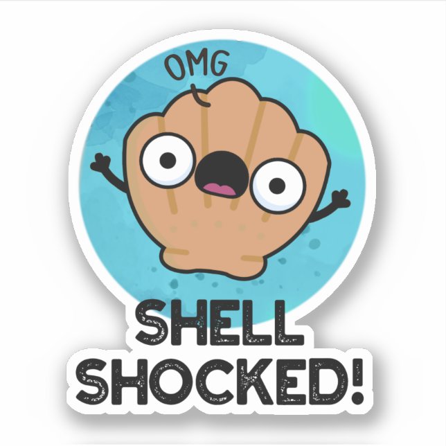 Pegatina Shell impactó a Funny Seashell Pun (Anverso)