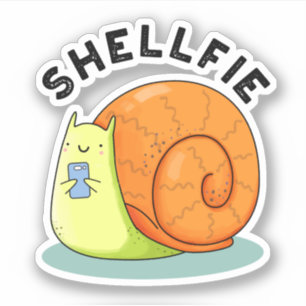 Pegatina Shellfie Funny Snail Selfie Pun