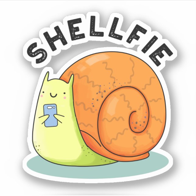 Pegatina Shellfie Funny Snail Selfie Pun (Anverso)