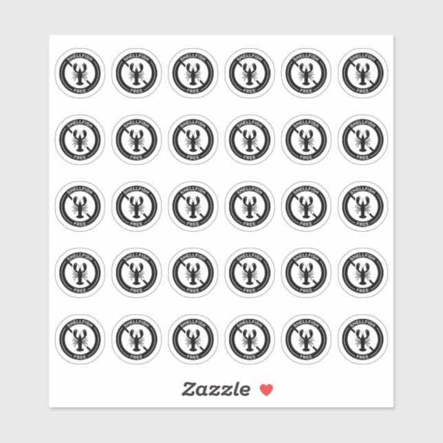 Pegatina Shellfish Free Wedding Place Card Food Allergy (Hoja)