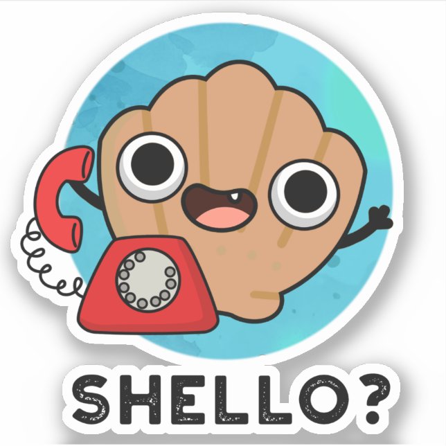 Pegatina Shello Funny Sea Shell Pun (Anverso)