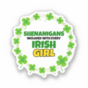 Pegatina Shenanigans incluido: Día del Chica irlandés St Pa
