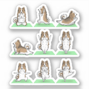 Pegatina Shetland Sheepdog Sheltie Perro Yoga Pose Formar E
