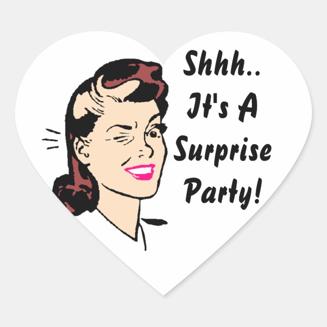 Pegatina Shhh. ¡Es un Fiesta sorpresa! Sellos de v (Anverso)